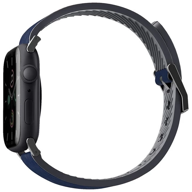 Ремешок Uniq Straden Waterproof Leather Hybrid Strap для Apple Watch 44/45/49мм, Синий (45MM-STRABLU)
