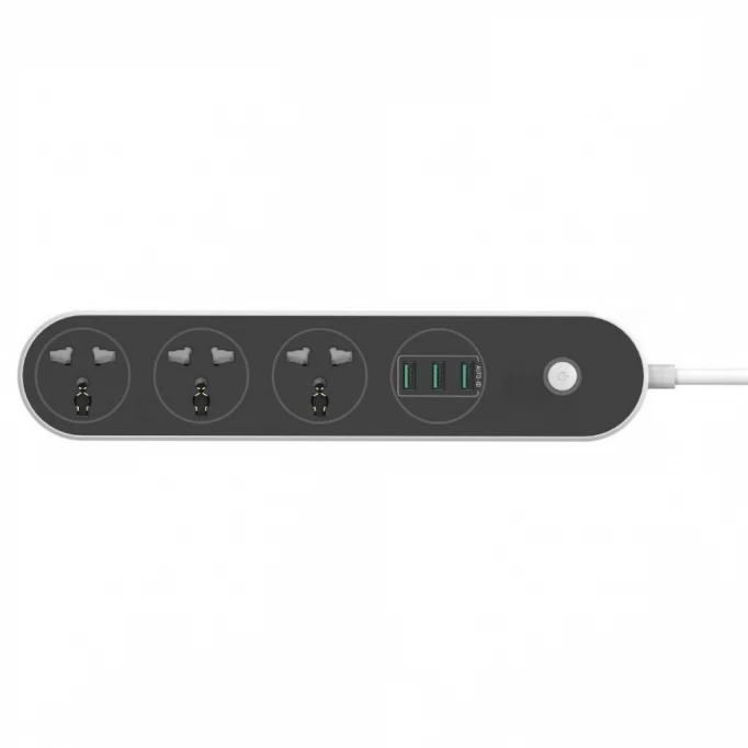 Сетевой удлинитель LDNIO Power Socket 3 розетки 3 USB, Чёрный (SC3301)