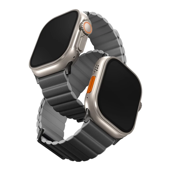 Ремешок Uniq Revix Premium Ed. Leather/Silicone Strap для Apple Watch 44/45/49мм, Серый (45MM-REVPCHRAGRY)