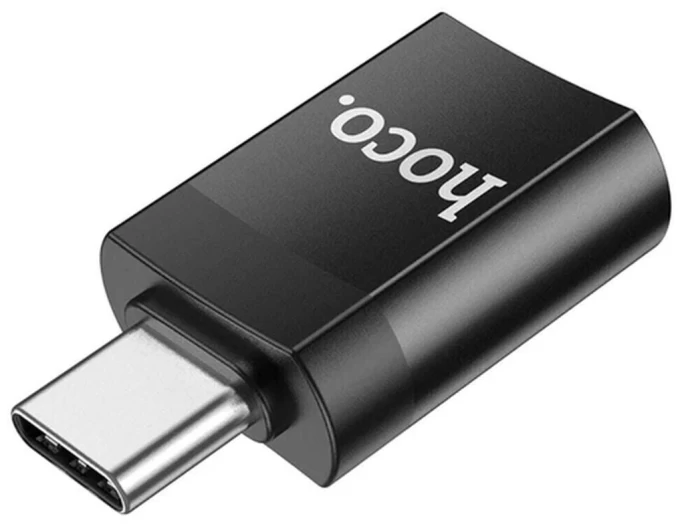 Переходник Hoco UA17 Type-C male to USB female USB3.0, Чёрный