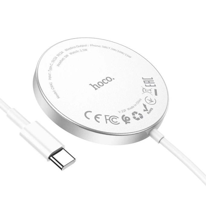 Беспроводное зарядное устройство Hoco Magnetic Wireless fast charger 3in1 CW41, Белое
