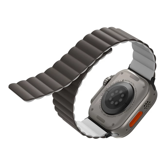 Ремешок Uniq Revix Reversible Magnetic Silicone Strap для Apple Watch 44/45/49мм, Серый, белый (49MM-REVAGRYDWHT)
