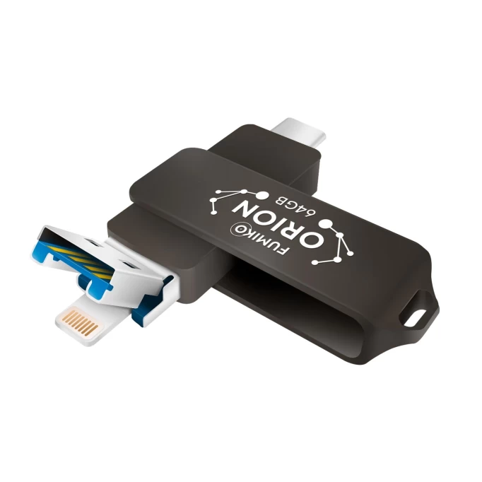 Накопитель Fumiko ORION 64GB Lightning+Type-C+USB 3.0, Чёрный