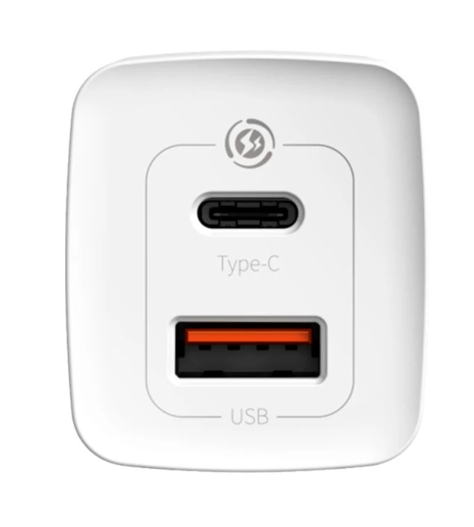 Сетевое зарядное устройство Baseus GaN2 Lite Quick Charger C+U 65W, Белое (CCGAN2L-B02)
