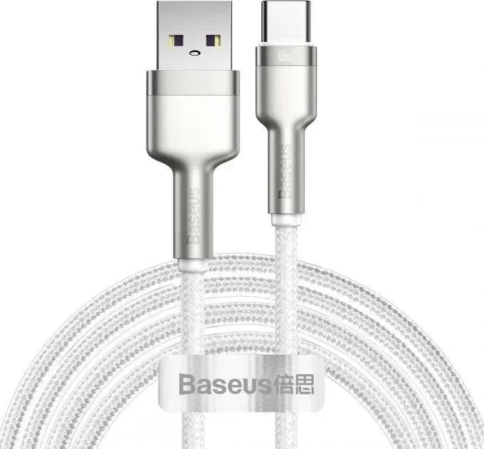 Кабель Baseus Cafule Series Metal Data Cable USB to Type-C 66W 2м, Белый (CAKF000202)