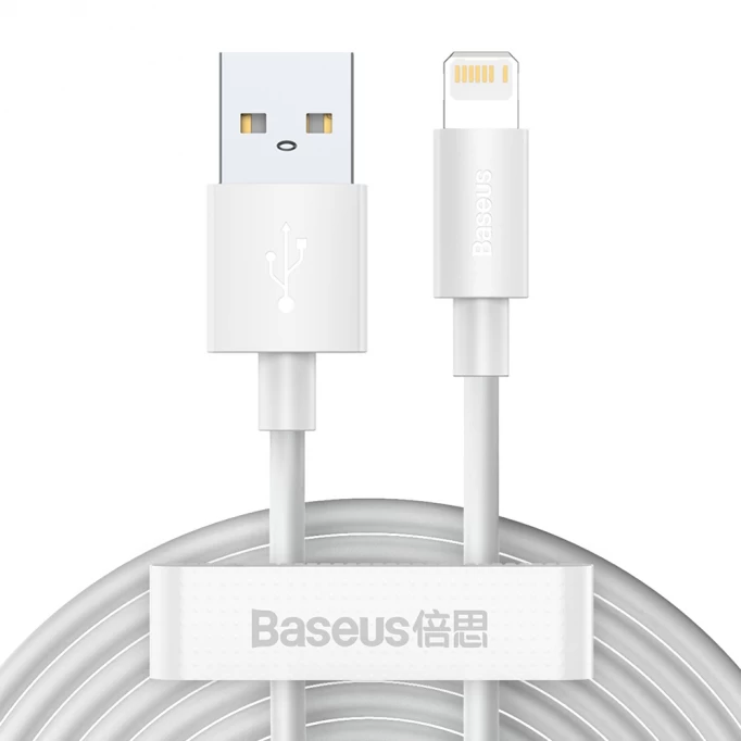 Кабель Baseus Simple Wisdom Data Cable Kit USB to Lightning 2.4A (2PCS/Set)1.5m, Белый (TZCALZJ-02)