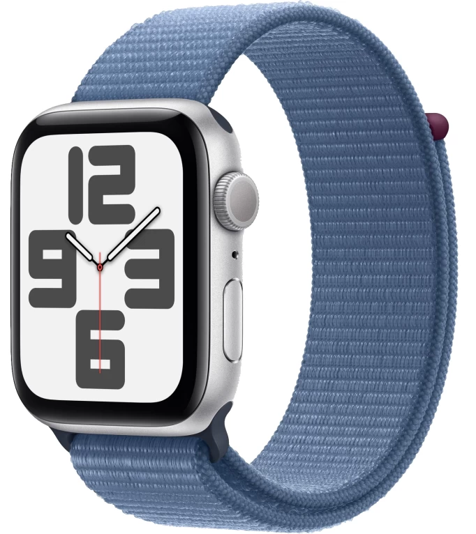 Apple Watch SE 2023, 44 мм, алюминий цвета "серебро", Winter Blue Sport Loop (MREF3)