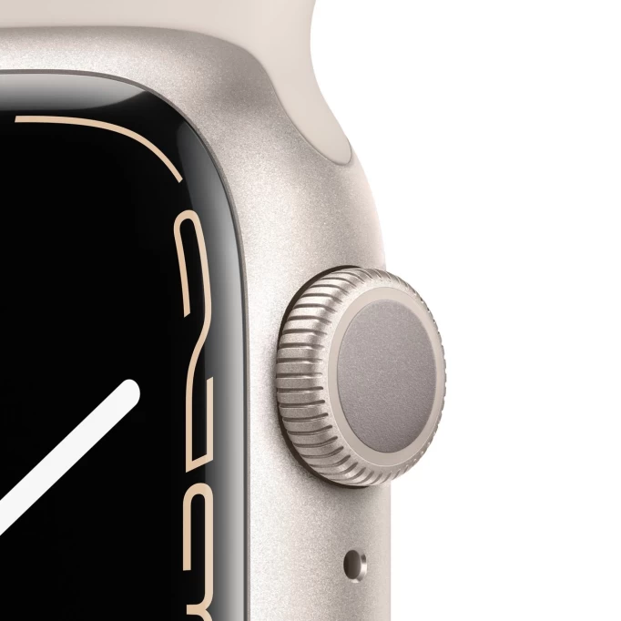 Apple Watch Series 7, 41 мм, алюминий цвета "сияющая звезда", спортивный ремешок "сияющая звезда" (MKMY3)