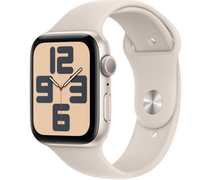 Apple Watch SE 2023, 44 мм, алюминий цвета "сияющая звезда", Starlight Sport Band, размер S/M (MRE43)