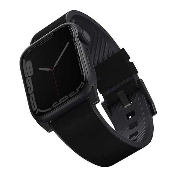 Ремешок Uniq Straden Waterproof Leather Hybrid Strap для Apple Watch 44/45/49мм, Чёрный (45MM-STRABLK)