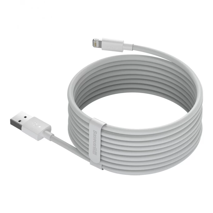 Кабель Baseus Simple Wisdom Data Cable Kit USB to Lightning 2.4A (2PCS/Set)1.5m, Белый (TZCALZJ-02)