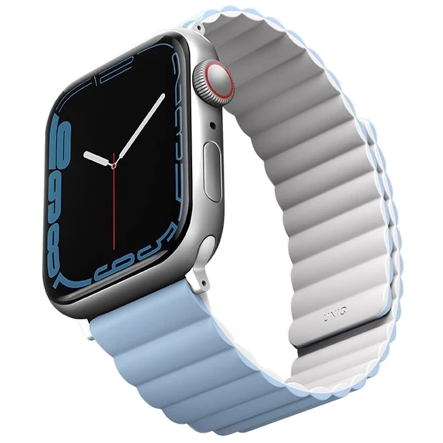 Ремешок Uniq Revix Reversible Magnetic Silicone Strap для Apple Watch 38/40/41мм, Белый, голубой (41MM-REVWHTBLU)