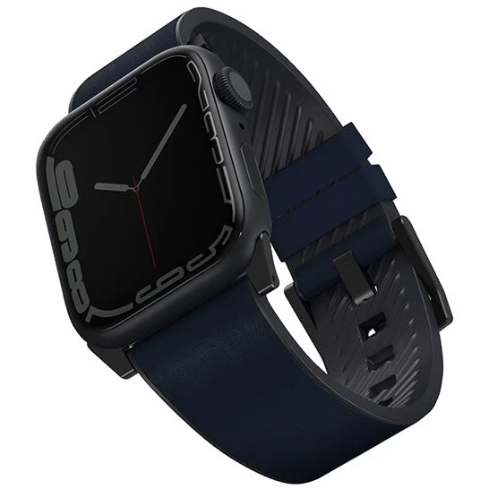 Ремешок Uniq Straden Waterproof Leather Hybrid Strap для Apple Watch 44/45/49мм, Синий (45MM-STRABLU)