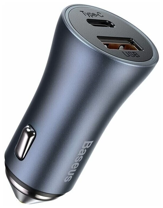 Автомобильное зарядное устройство Baseus Golden Contactor Pro Dual Quick Charger Type C - USB 40W, Тёмно-серое (CCJD-0G)