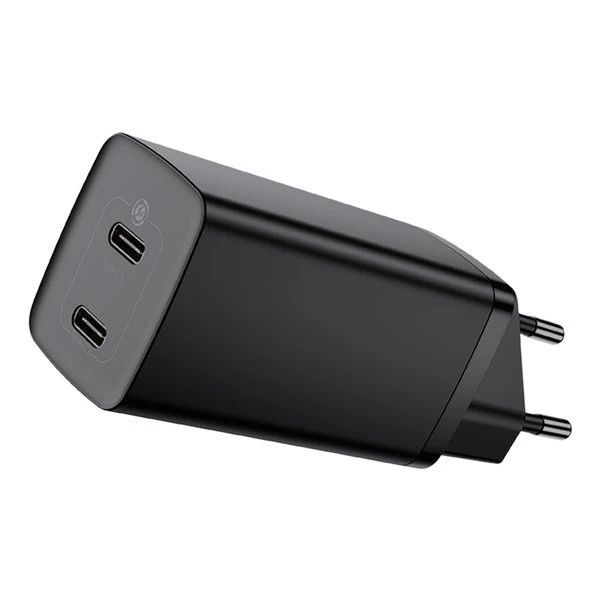 Сетевое зарядное устройство Baseus GaN2 Lite Quick Charger C+C (USB Type-C x 2) 65W, Чёрное (CCGAN2L-E01)