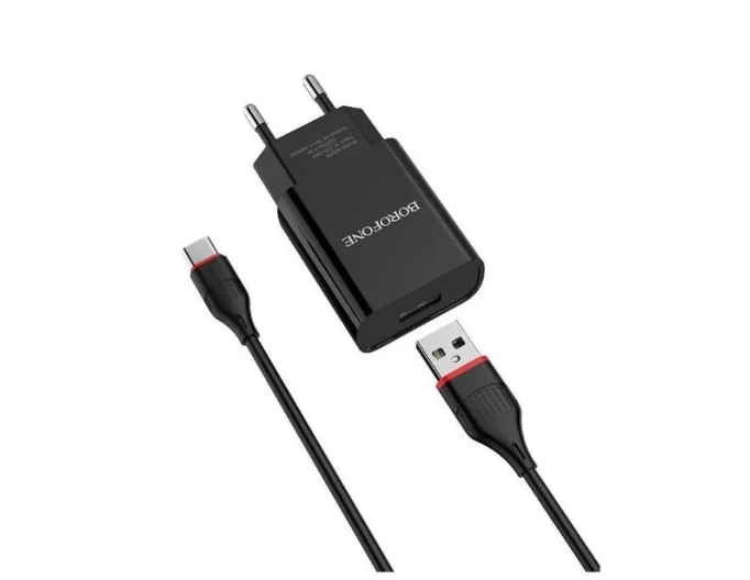 Сетевое зарядное устройство Borofone USB Travel Charger BA20A Micro 2100 mA, Чёрное