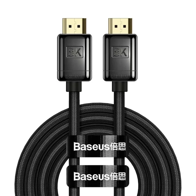 Кабель Baseus High Definition Series HDMI 8K to HDMI 8K Adapter Cable (Zinc Alloy) 60Hz 3m, Чёрный (WKGQ000201)