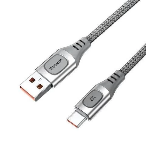 Кабель Baseus Flash Multiple Fast Charge Protocols Convertible Fast Charging Cable USB - Type-C 5A 1m, Cеребристый (CATSS-A0S)