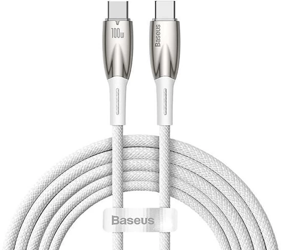 Кабель Baseus Glimmer Series Fast Charging Data Cable Type-C to Type-C 100W 1м, Белый (CADH000702)